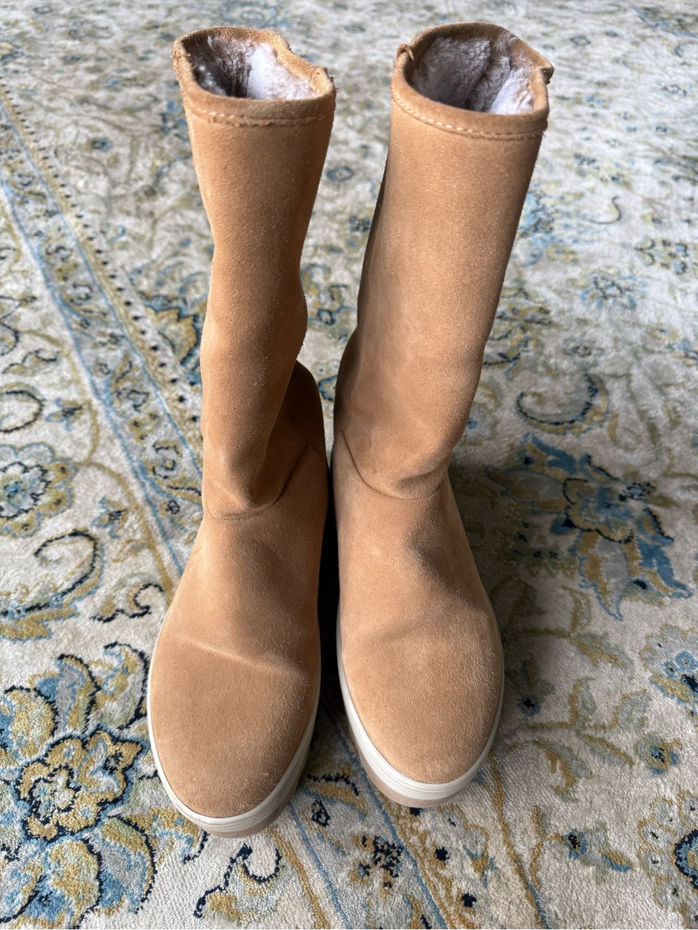 Cougar Women's Tan Suede Mid-Calf Faux-Fur Lined Boots